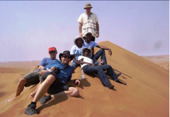 Members of IUGS-GEM at the summit of the highest sand dune at Sossusvlei, Namibia.